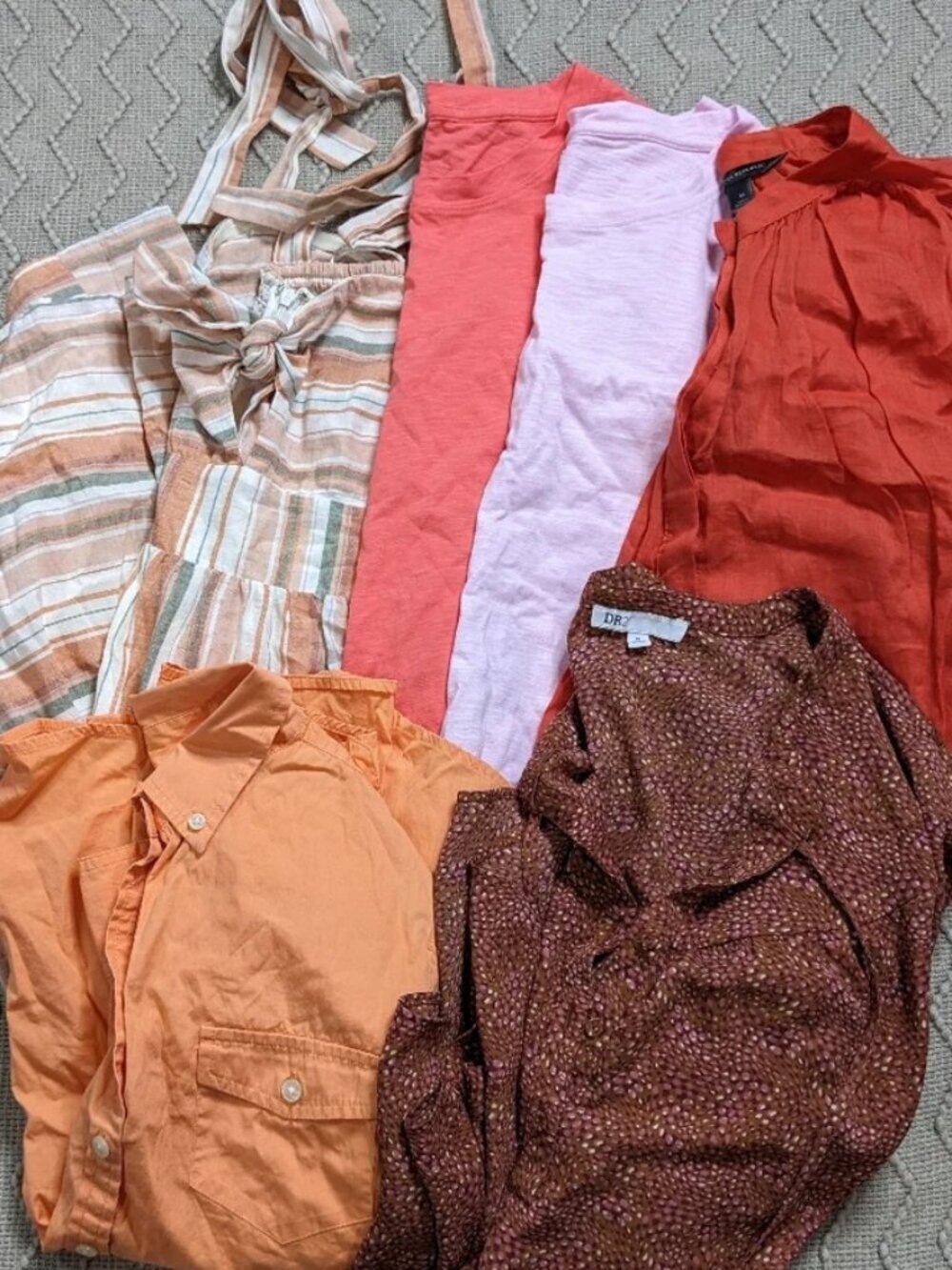 Women's Size Medium Orange Pink Red Clothing 6 Pc Bundle
